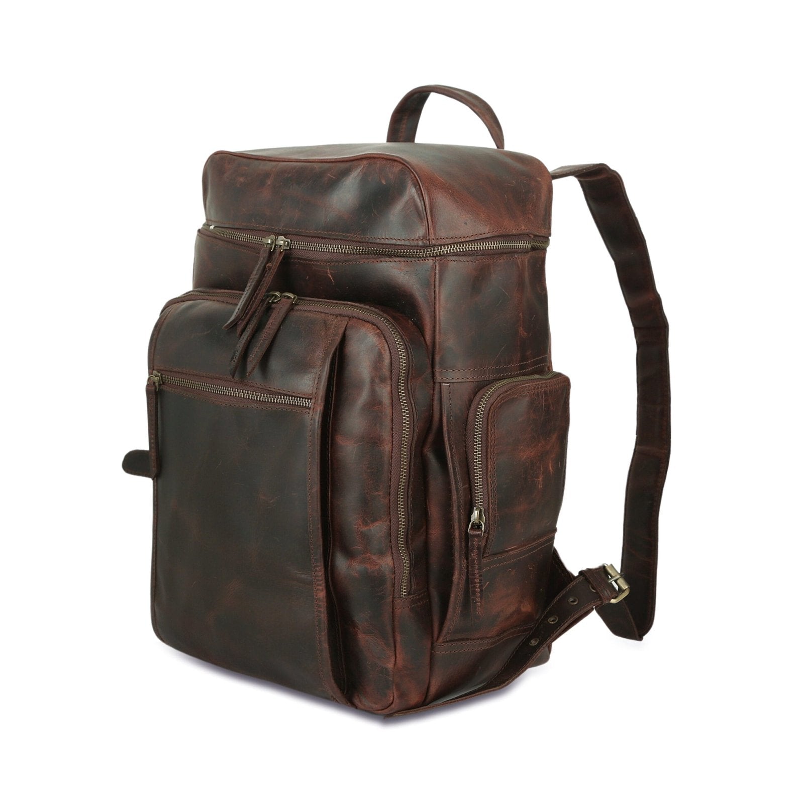 Dark Brown Leather Caramel Backpack